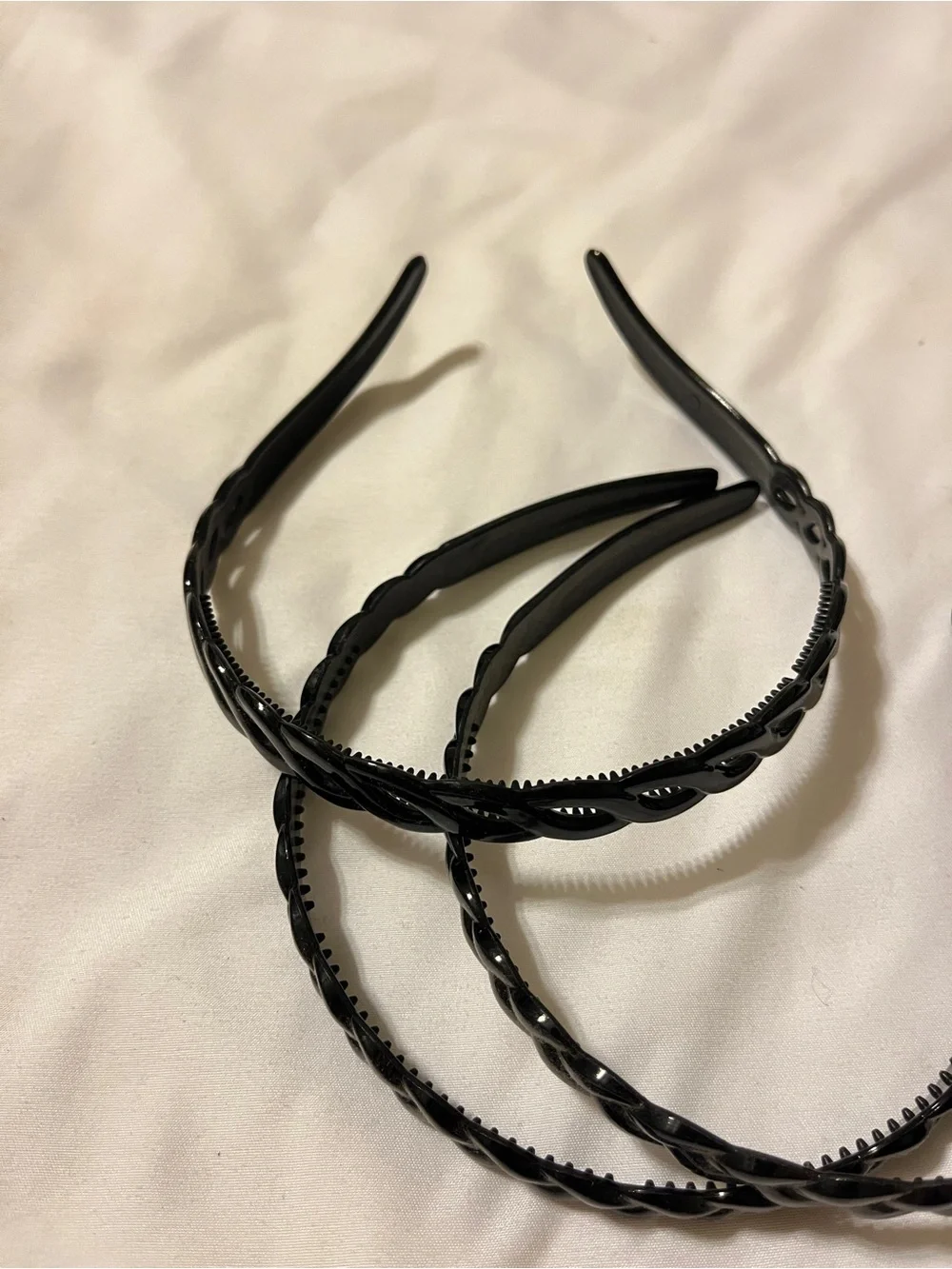 Black Plastic Wavy Braided Tooth Headbands Lot 3